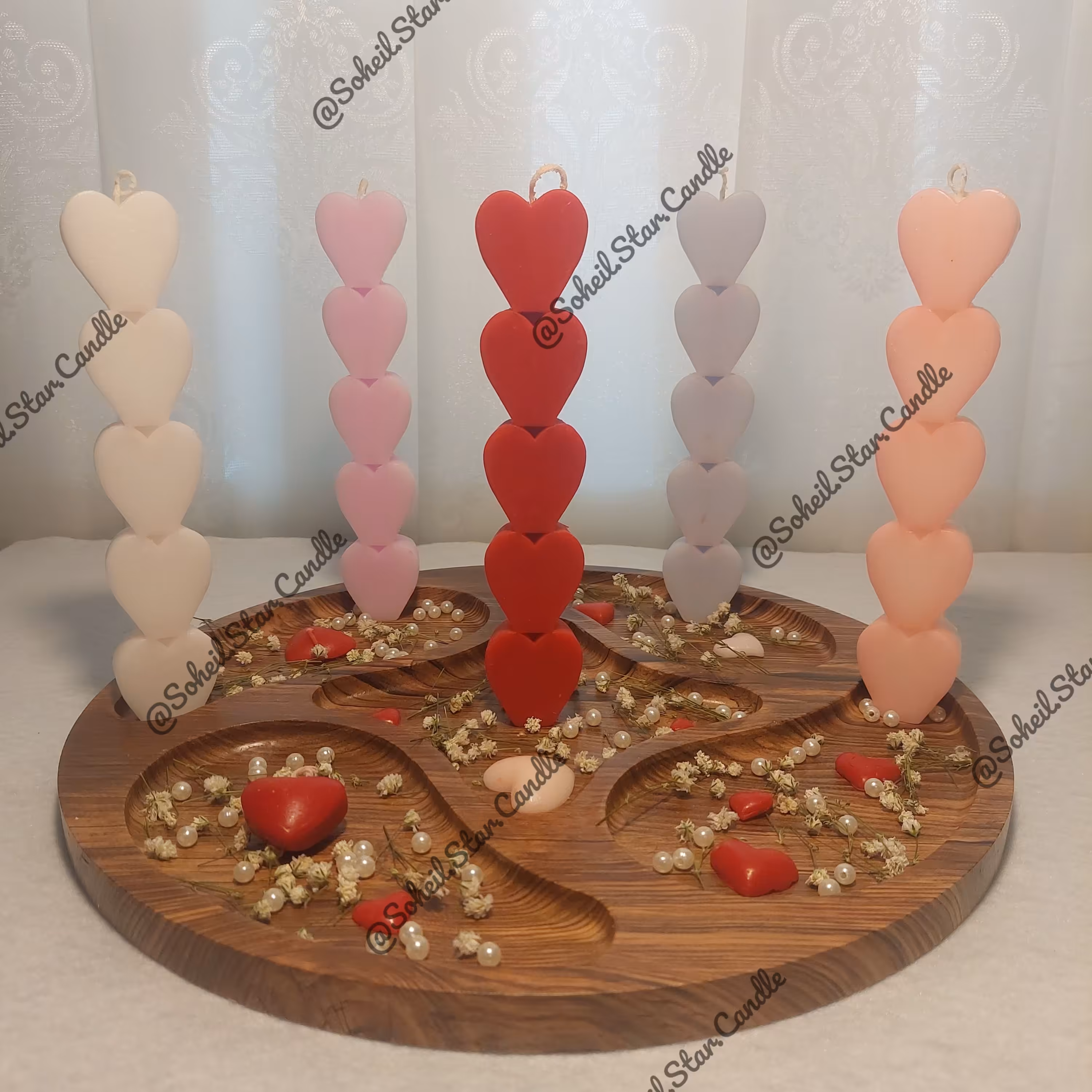 شمع قلب های ایستاده تکی