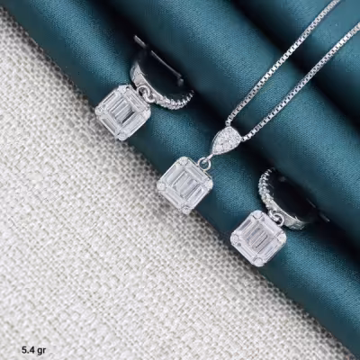 نیمست نقره طرح امرالد کات قیمت مناسب کد 1602