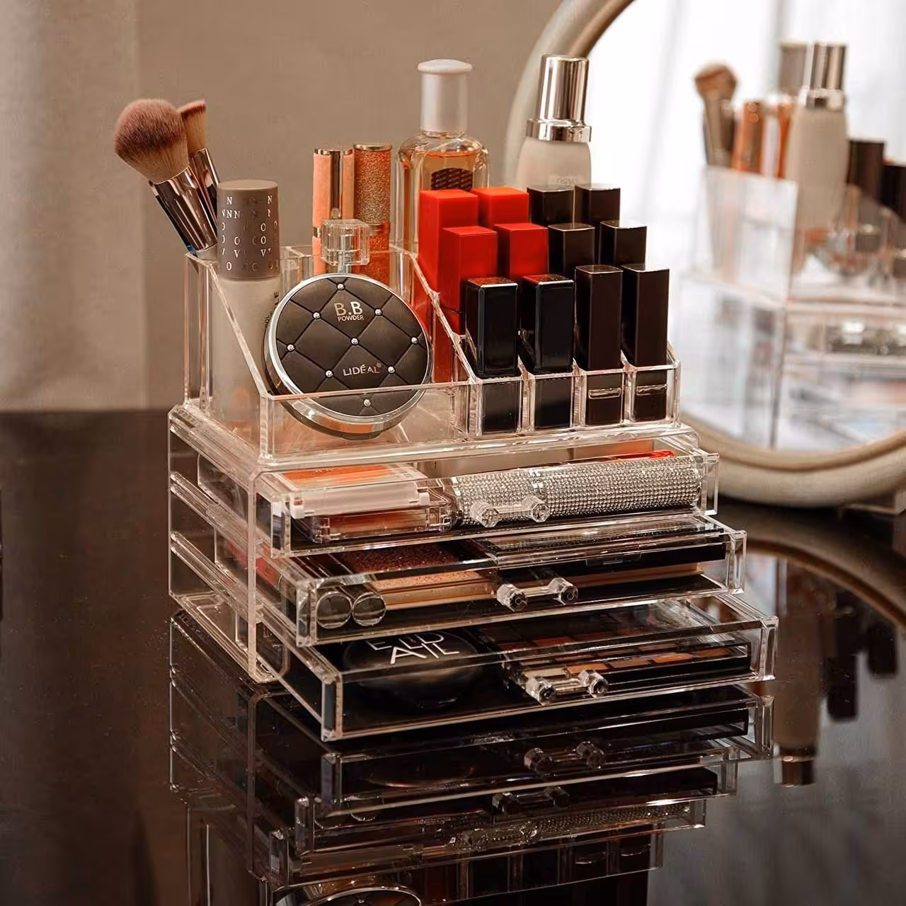 باکس لوازم آرایش اکرولیک سه کشو