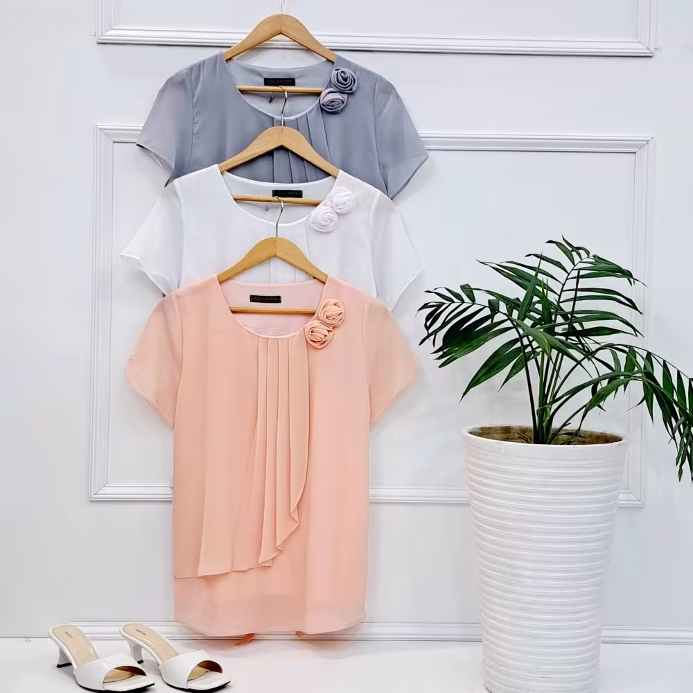 شومیز حریر دو گل