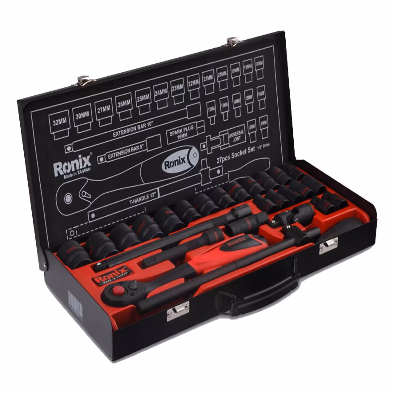 مجموعه 27 عددی آچار بکس و سری بکس 1.2 اینچ رونیکس مدل RH-2627