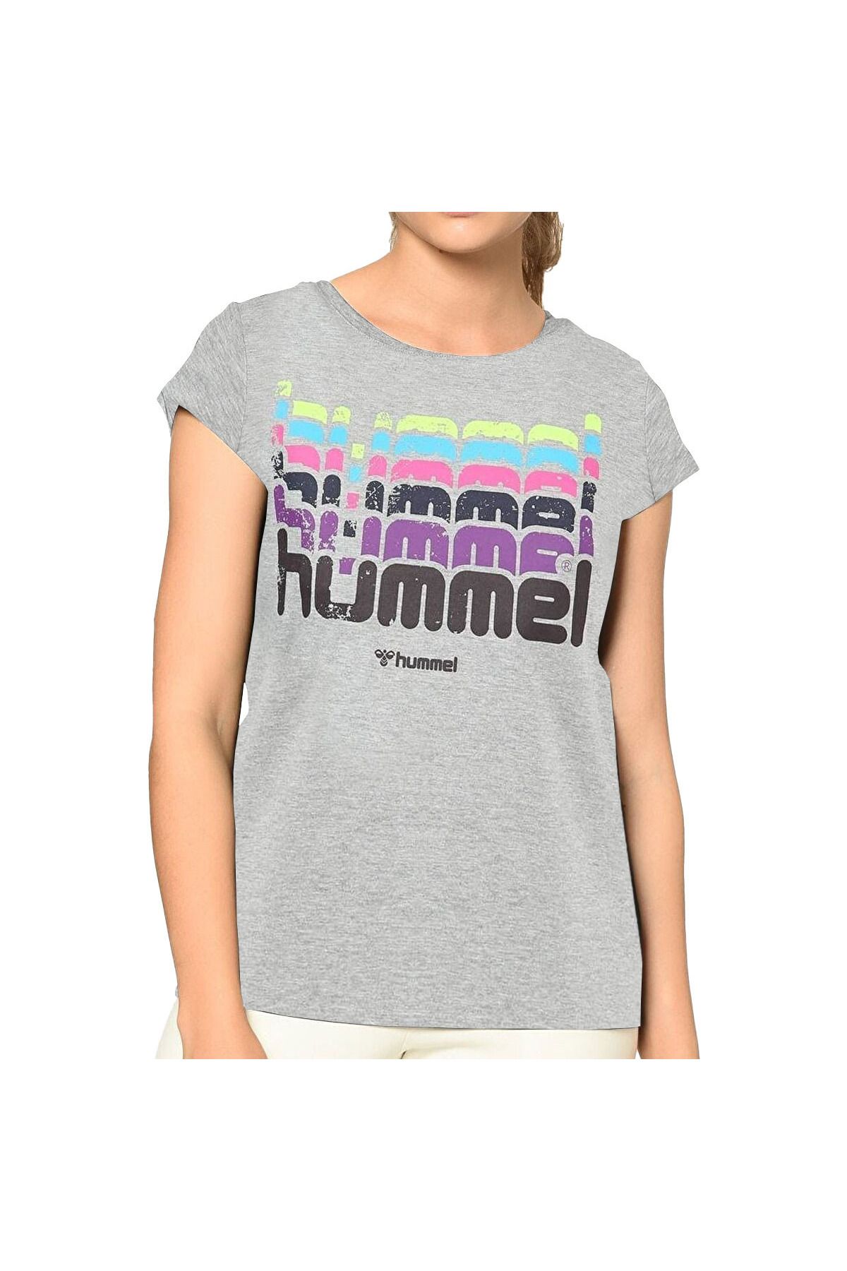 تی شرت ورزشی خاکستری زنانه Catty 910252 2848 hummel