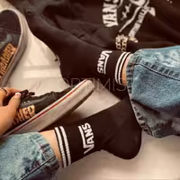 جوراب ساقدار Vans اسپرت زمینه مشکی کش انگلیسی فری سایز