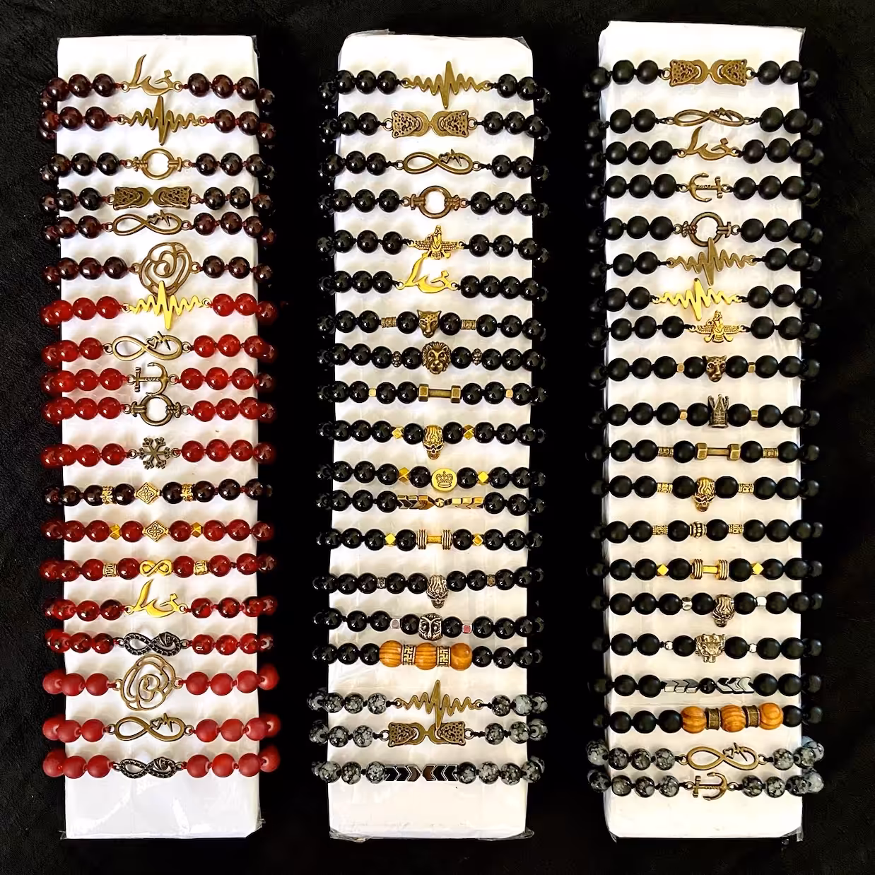 فروش تک و عمده دستبند مهره ای آبرنگی 3 (قیمت یک عدد)