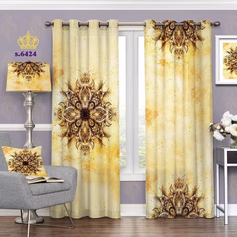 پرده پذیرایی دو قواره اسلیمی طرح کد ماندالا S6424