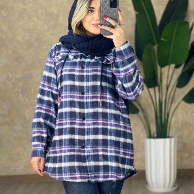 مانتو اسپرت زنانه پشمی مدل کلاه ملانژ