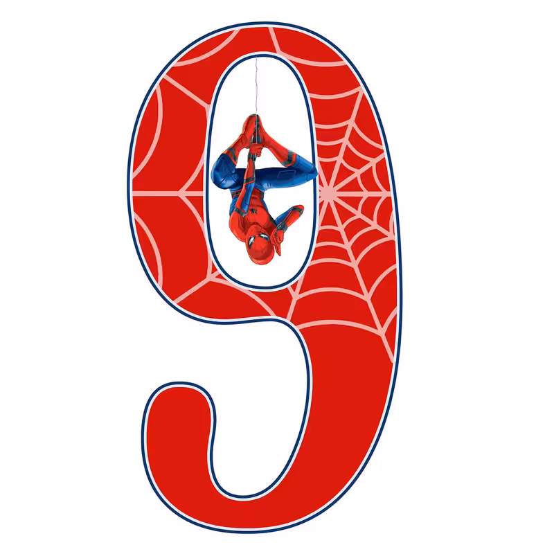 استند رومیزی تولد مدل عدد 9 طرح مرد عنکبوتی کد 579