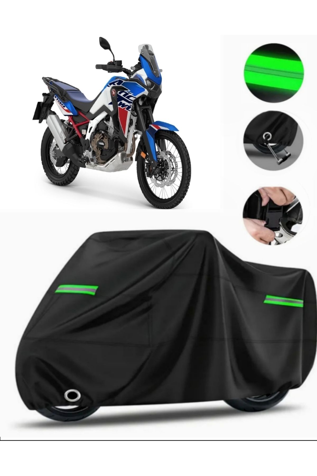 چادر موتورسیکلت مشکی HONDA CRF1100L آفریقا دوقلوی ماجراجویی ورزشی DCT MOTORCET TARKET PREMIUM سازگار با قفل سیاه MotoEn