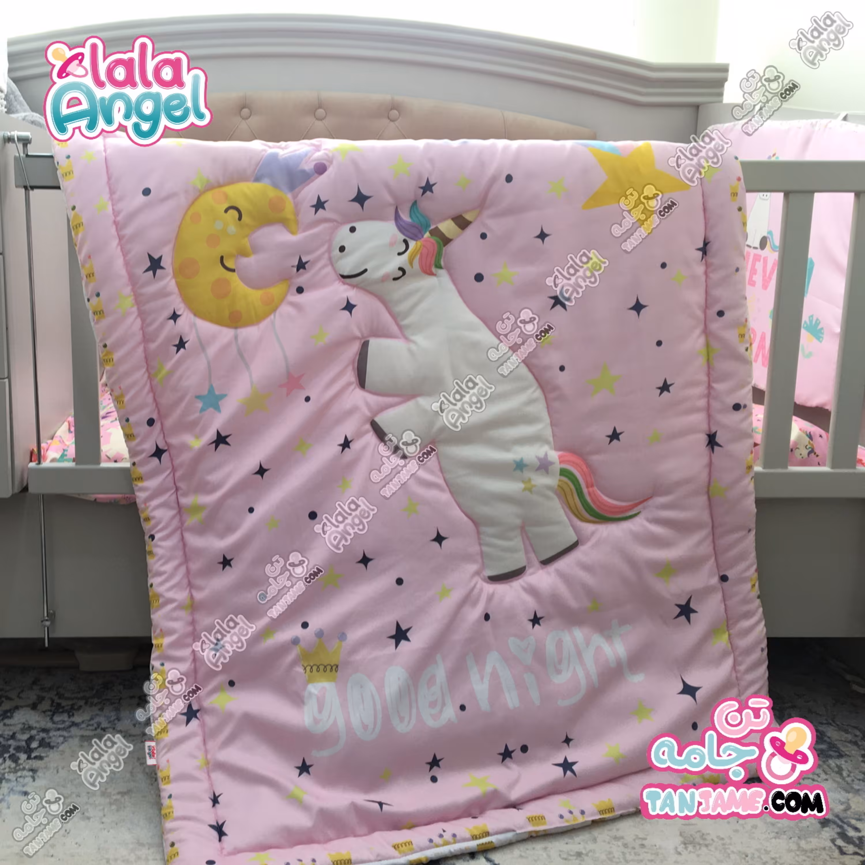 کالای خواب 6 تکه نوزاد طرح اسب تکشاخ صورتی دخترانه