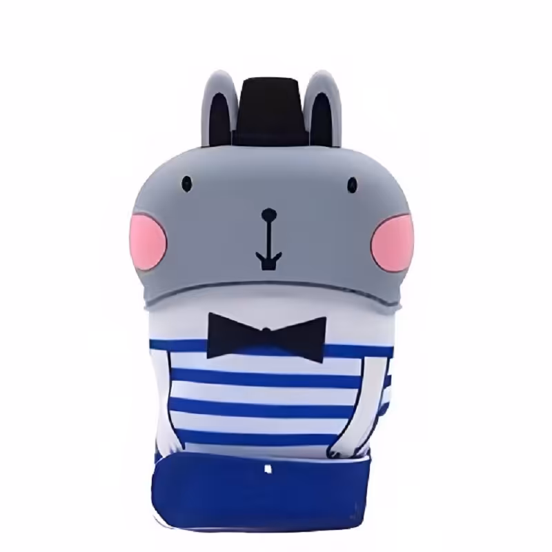 دستکش دندونگیردار نوزاد خرگوش کلاهدار  طوسی - آبی - سفید