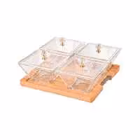 اردوخوری مربع 4 خانه پایه چوبی لیمون