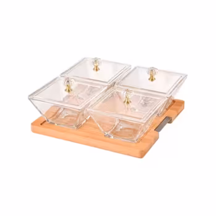 اردوخوری مربع 4 خانه پایه چوبی لیمون