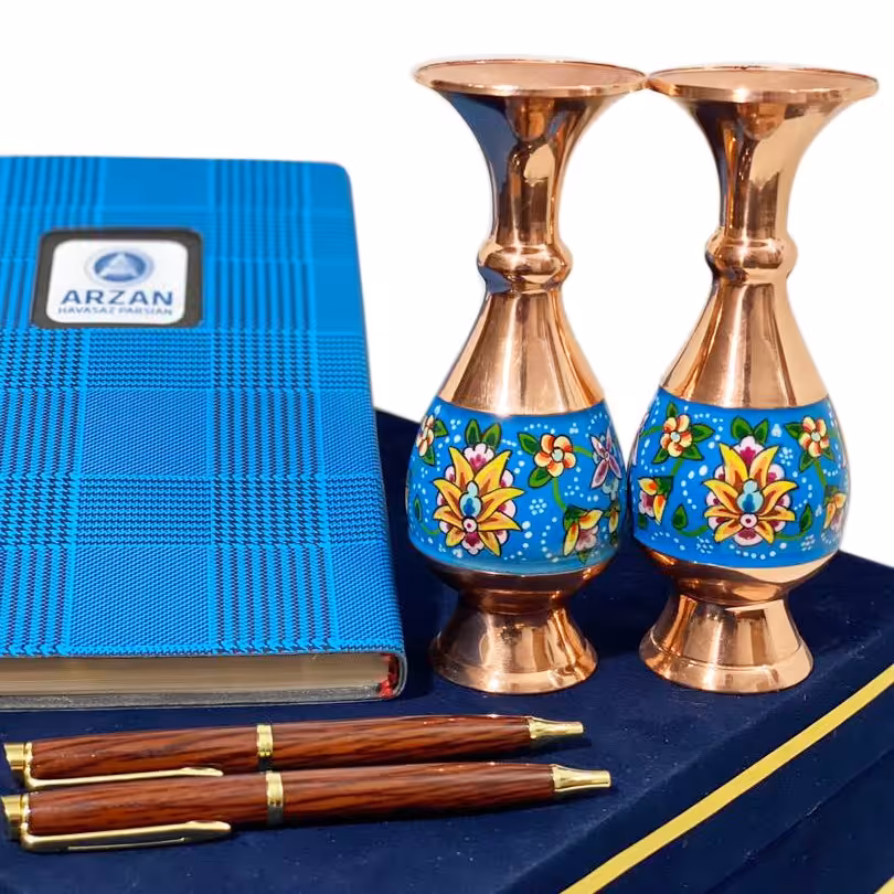 ست باکس هدیه صنایع دستی مس و پرداز و لوازم تحریر لوکس مدیریتی 