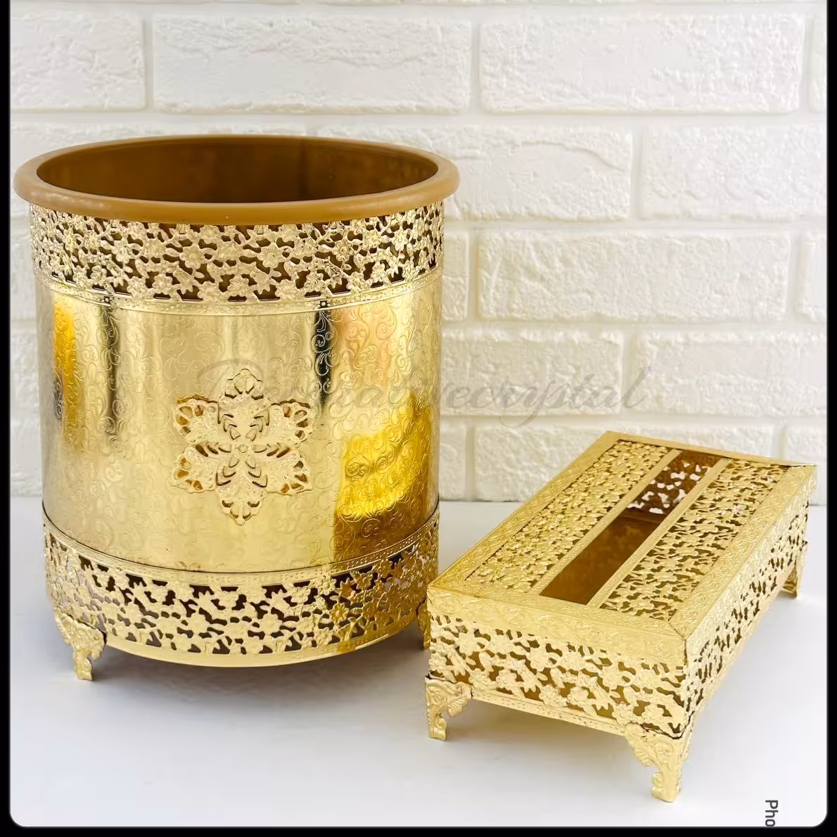 سطل و دستمال  دایانا صادراتی با ابکاری طلا