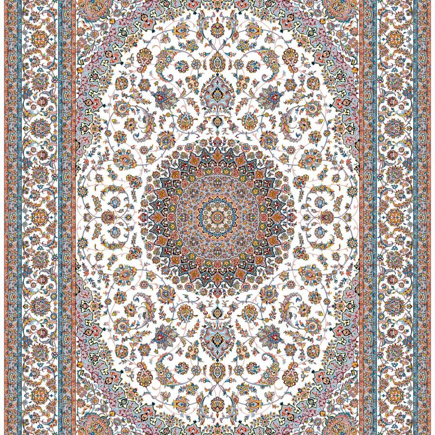 فرش اکرلیک 12 متری 700 شانه طرح توران رنگ کرم کد N256