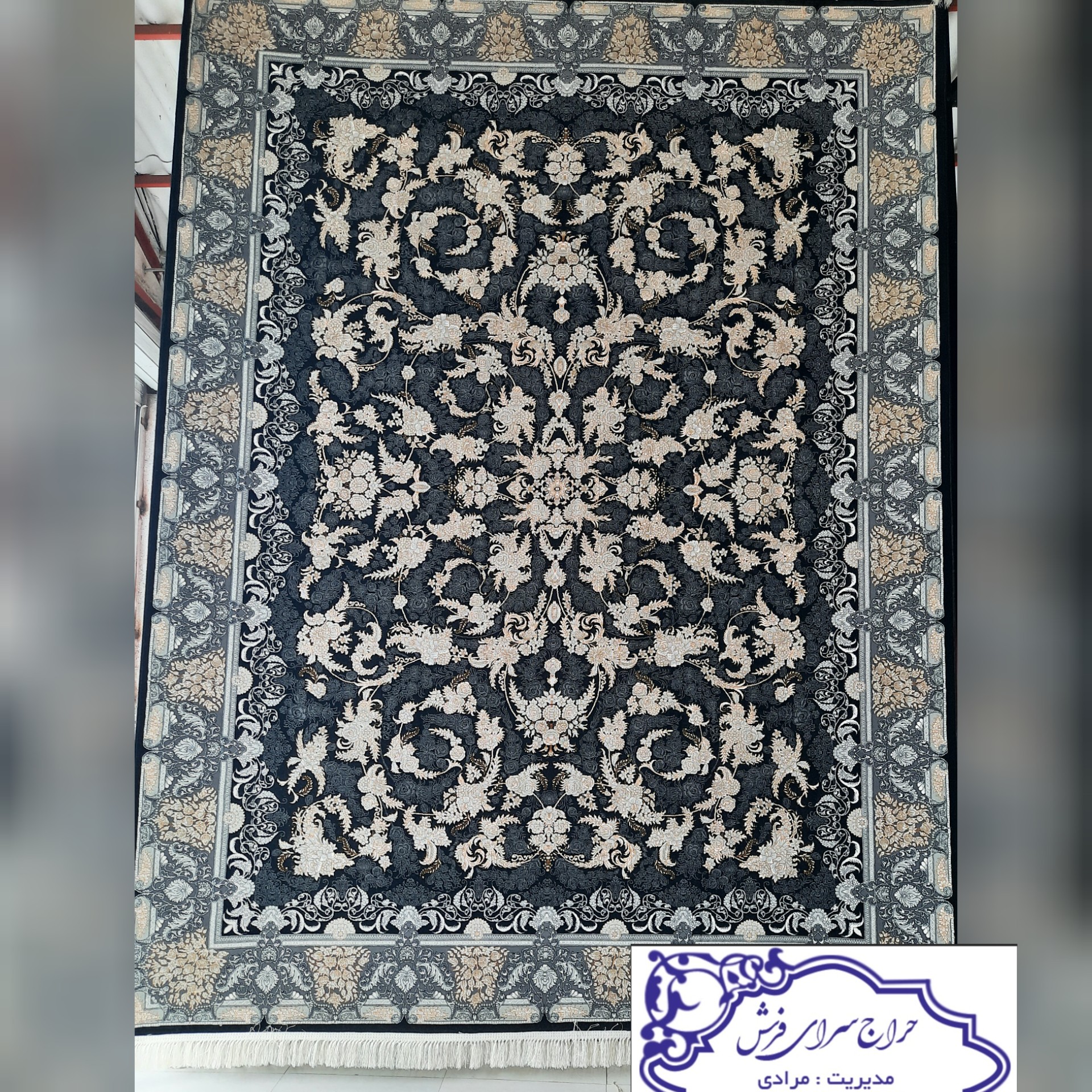فرش ماندگار طلاکوب 6متری 700شانه تراکم 2550 نخ اکرلیک کیفیت عالی سنگین وزن