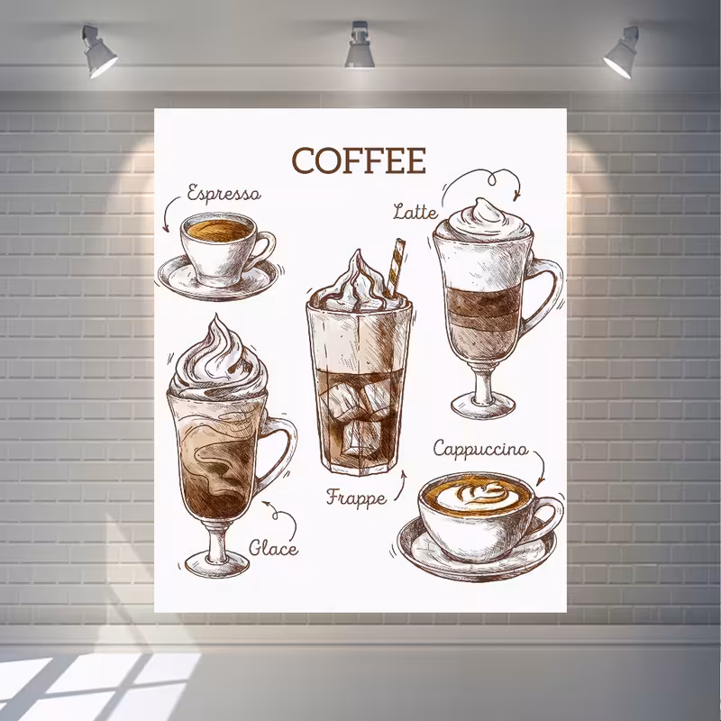 استیکر طرح قهوه مدل منو کلاسیک قهوه کد SDA4802