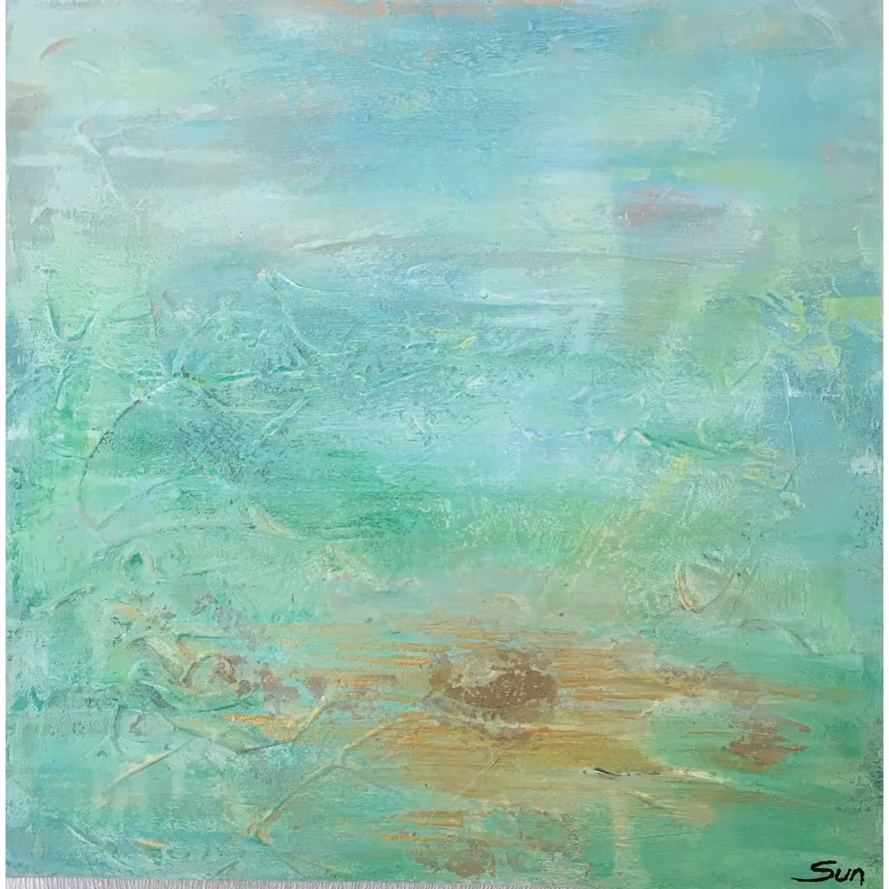 تابلو نقاشی آبستره طرح خورشید پنهان در زمین