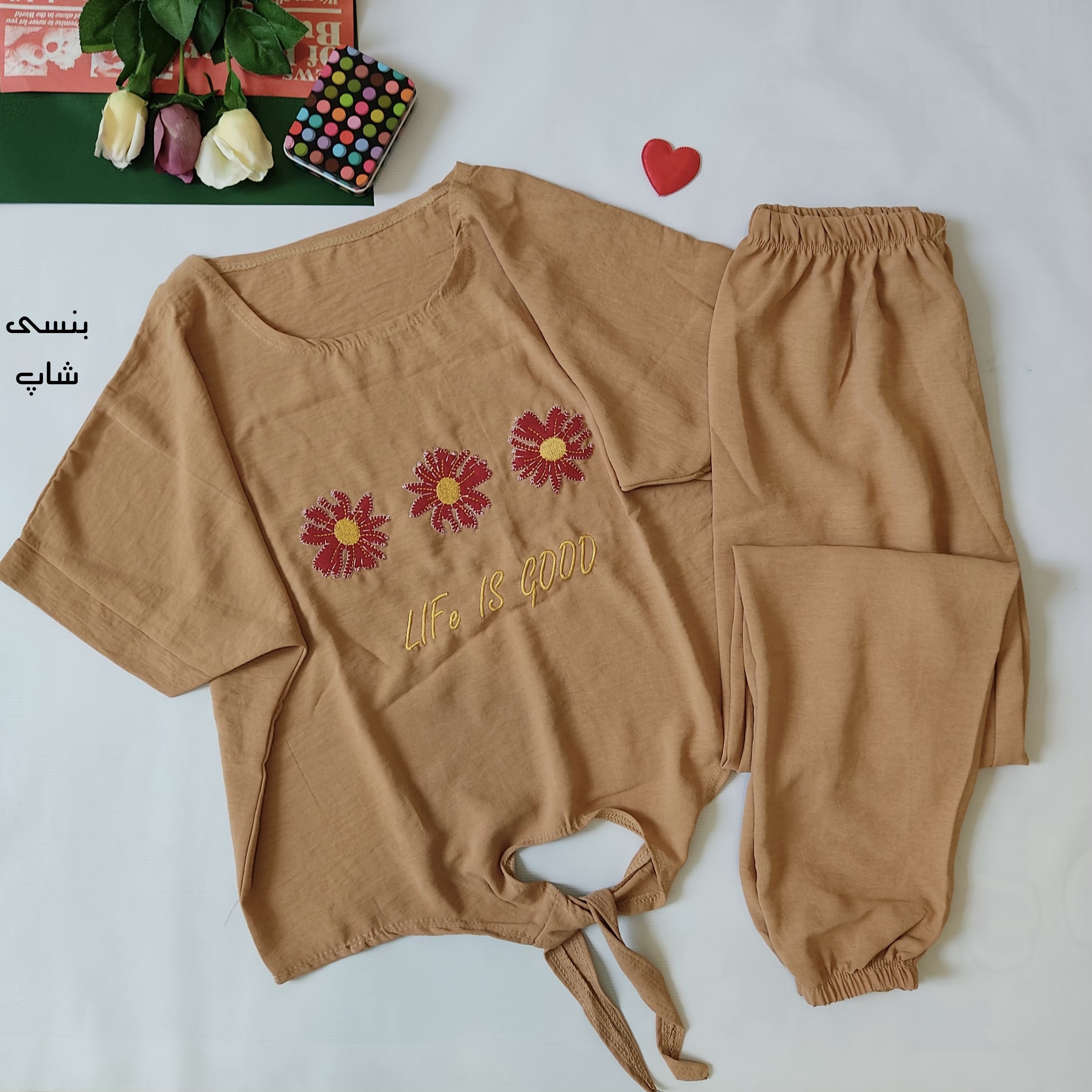 (ارسال رایگان) ست تیشرت شلوار زنانه جنس ابروبادی گرم بالا