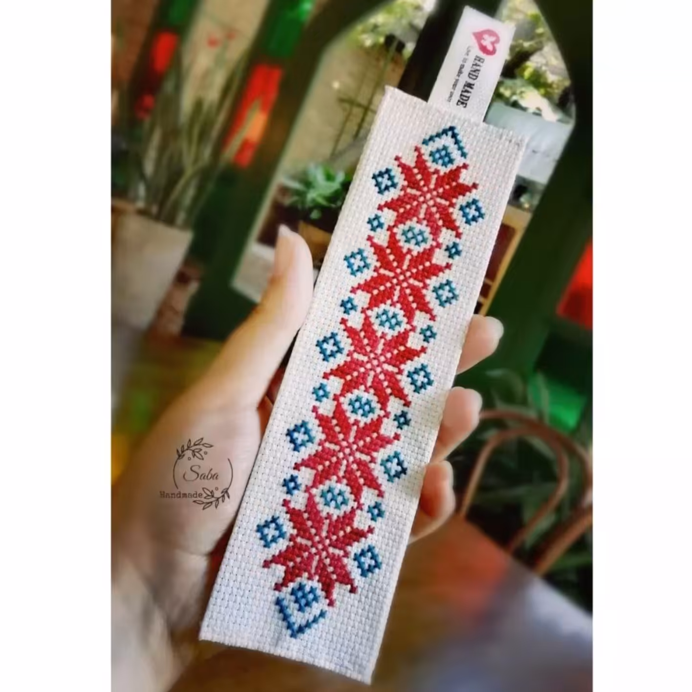  بوکمارک یا نشانک شماره دوزی شده. برای کتاب خوانها. کد 322 (طرح گلبرگ)