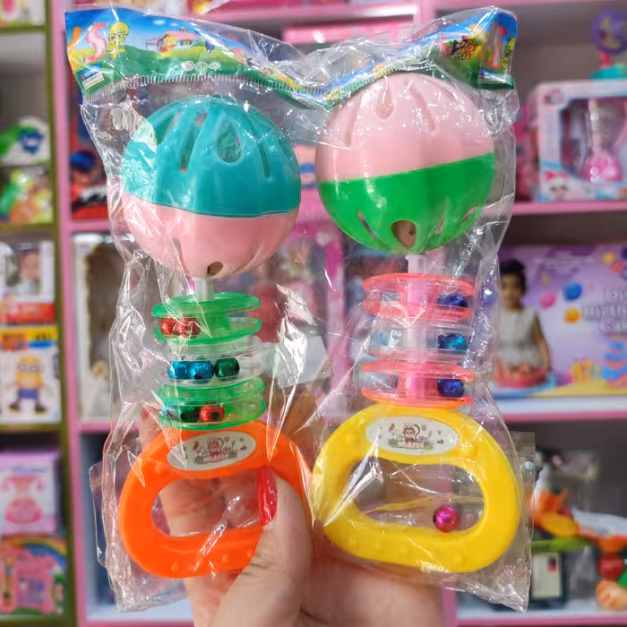 اسباب بازی پک دوتایی جغجغه زیبا و دوست داشتنی مناسب همه بچه ها قبل از ثبت موجودی بگیرید 