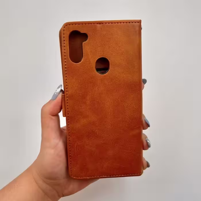 کیف گوشی Galaxy A11 - Galaxy M11 سامسونگ چرمی مدل جاکارتی مگنت دار عسلی کد 10819