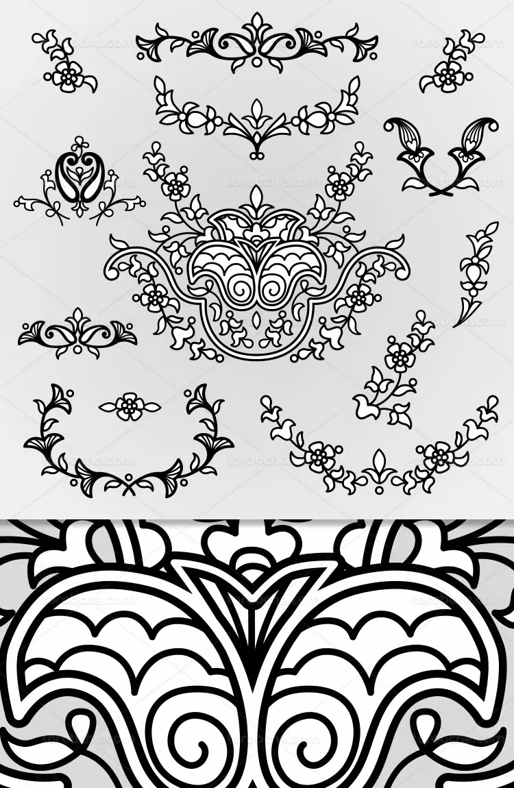 المان های تزئینی سنتی مشکی | گرافیک با طعم تربچه