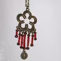ست گردنبند و گوشواره سنتی قرمز  