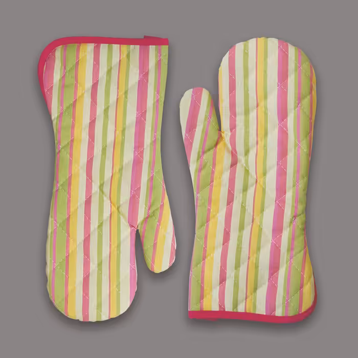 دستکش اشپزخانه کتان طرح اسپیرید صورتی