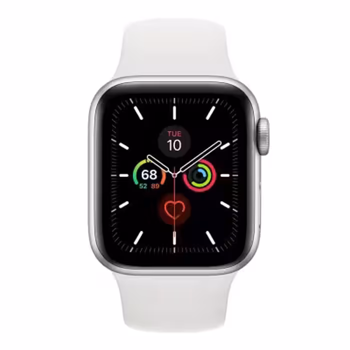 ساعت هوشمند اپل سری 5 44میلیمتر، بدنه آلومینیومی نقره ای همراه با بند اسپورت