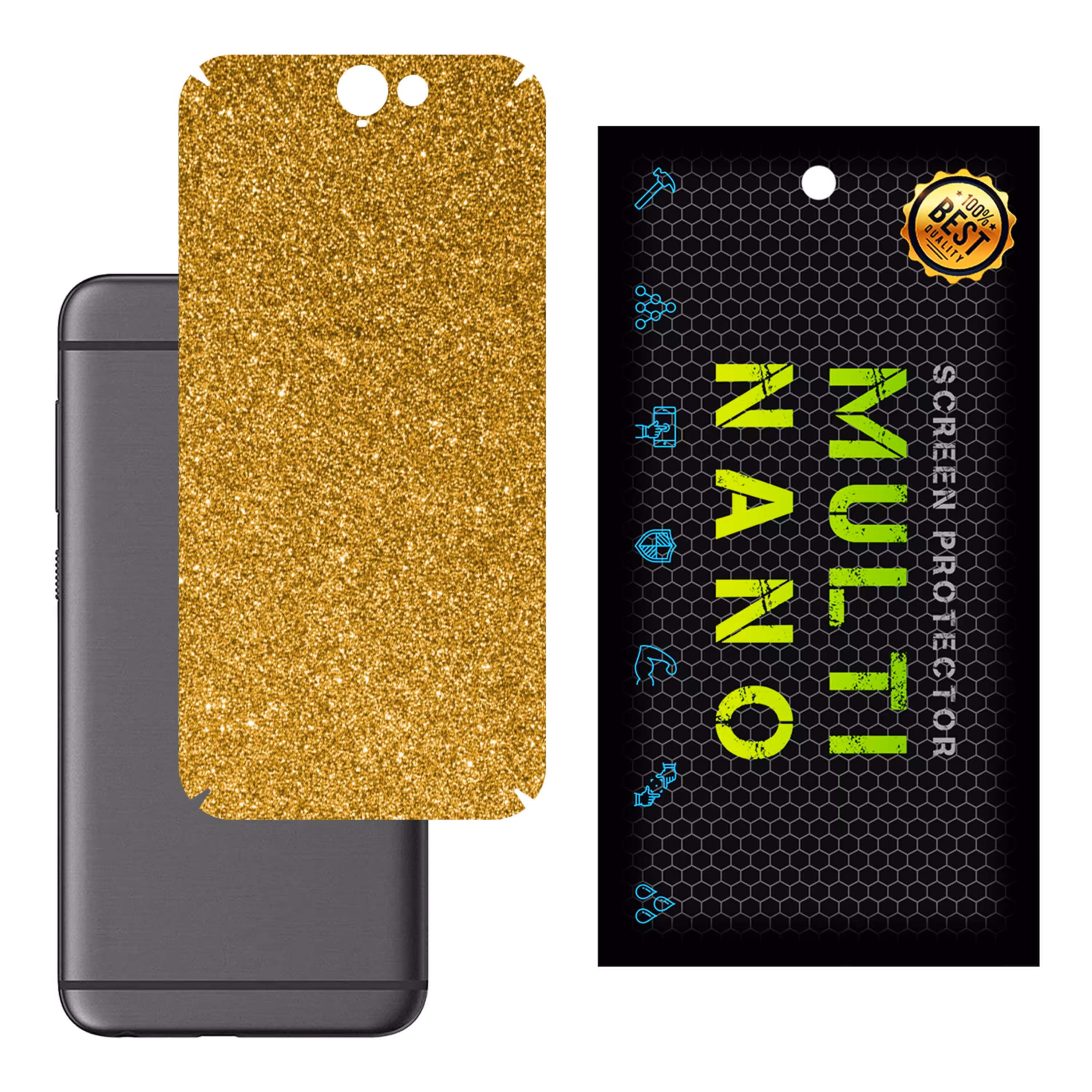 برچسب پوششی MultiNano مدل X-G1F-Gold برای پشت موبایل اچ تی سی One A9
