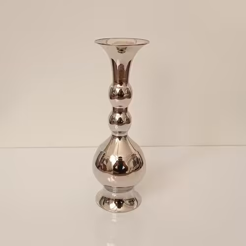 گلدان مسی خمره ای کروم سایز متوسط