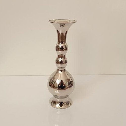 گلدان مسی خمره ای کروم سایز متوسط