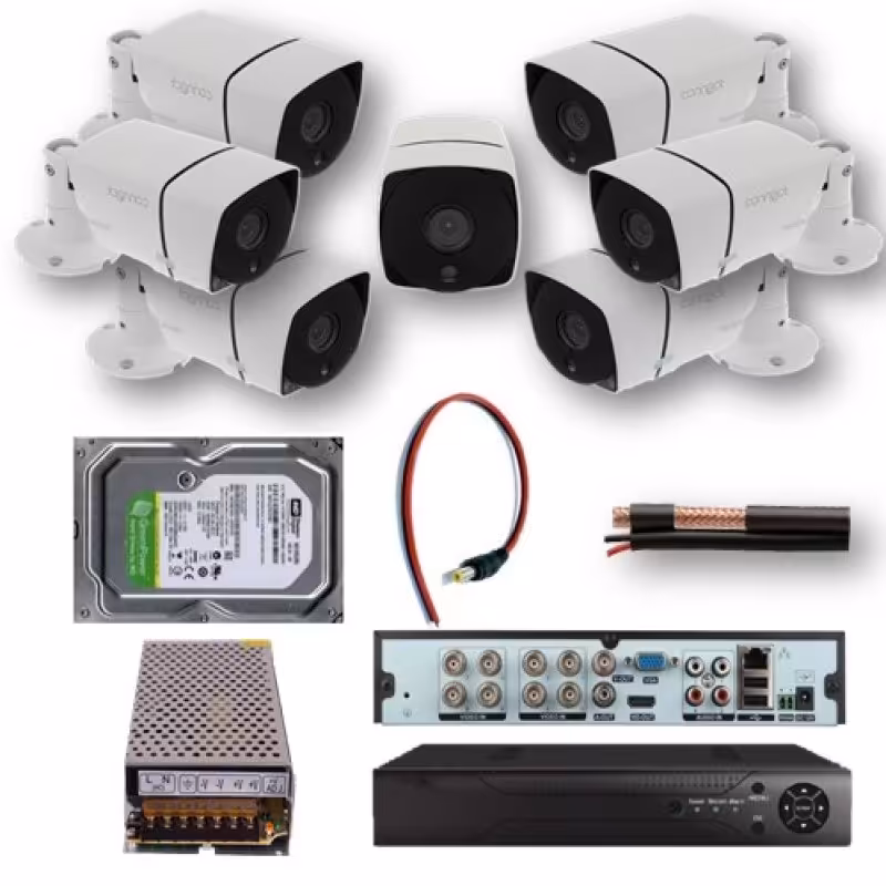 پکیج دوربین مداربسته 7 عددی کیفیت 2 مگاپیکسل (کامل و آماده نصب)