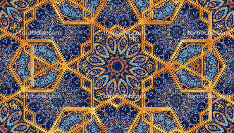 بک گراند سنتی آبی و طلایی | گرافیک با طعم تربچه