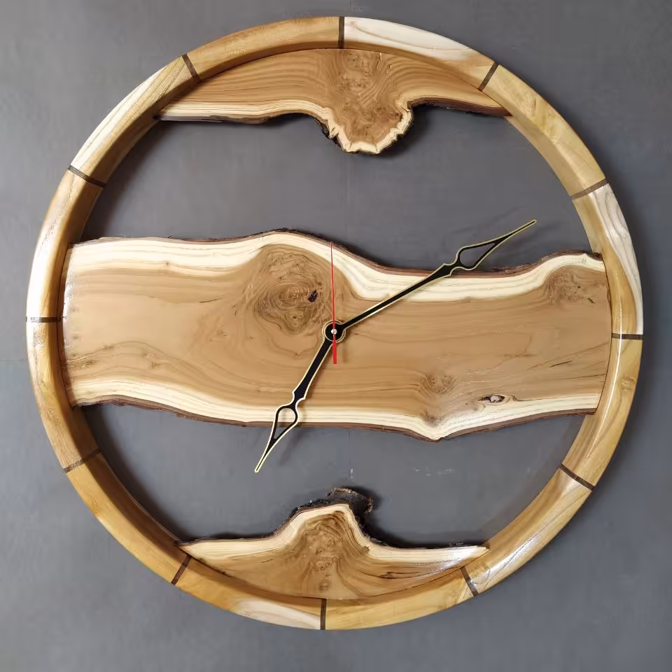 ساعت دیواری روستیک چوب جنگلی (تمام چوب)