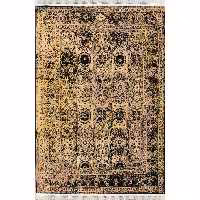 فرش ماشینی افرند طرح پتینه 1200 شانه گل برجسته زمینه سرمه ای کد 1514 (شش متری)