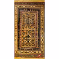 فرش دستباف خراسان گل ابریشم خردلی کد 106517