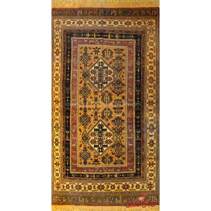 فرش دستباف خراسان گل ابریشم خردلی کد 106517