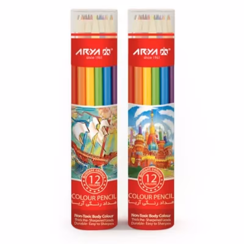 مدادرنگی 12 رنگ لوله ای آریا