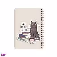 دفترچه یادداشت بامبیلیپ مدل چوبی طرح گربه و قهوه و کتاب کد 7665181