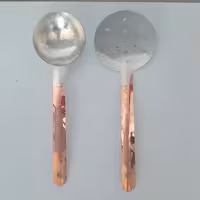 کفگیر و  ملاقه مسی زنجان ، (دو تا باهم) ارسال رایگان طول 27 سانت