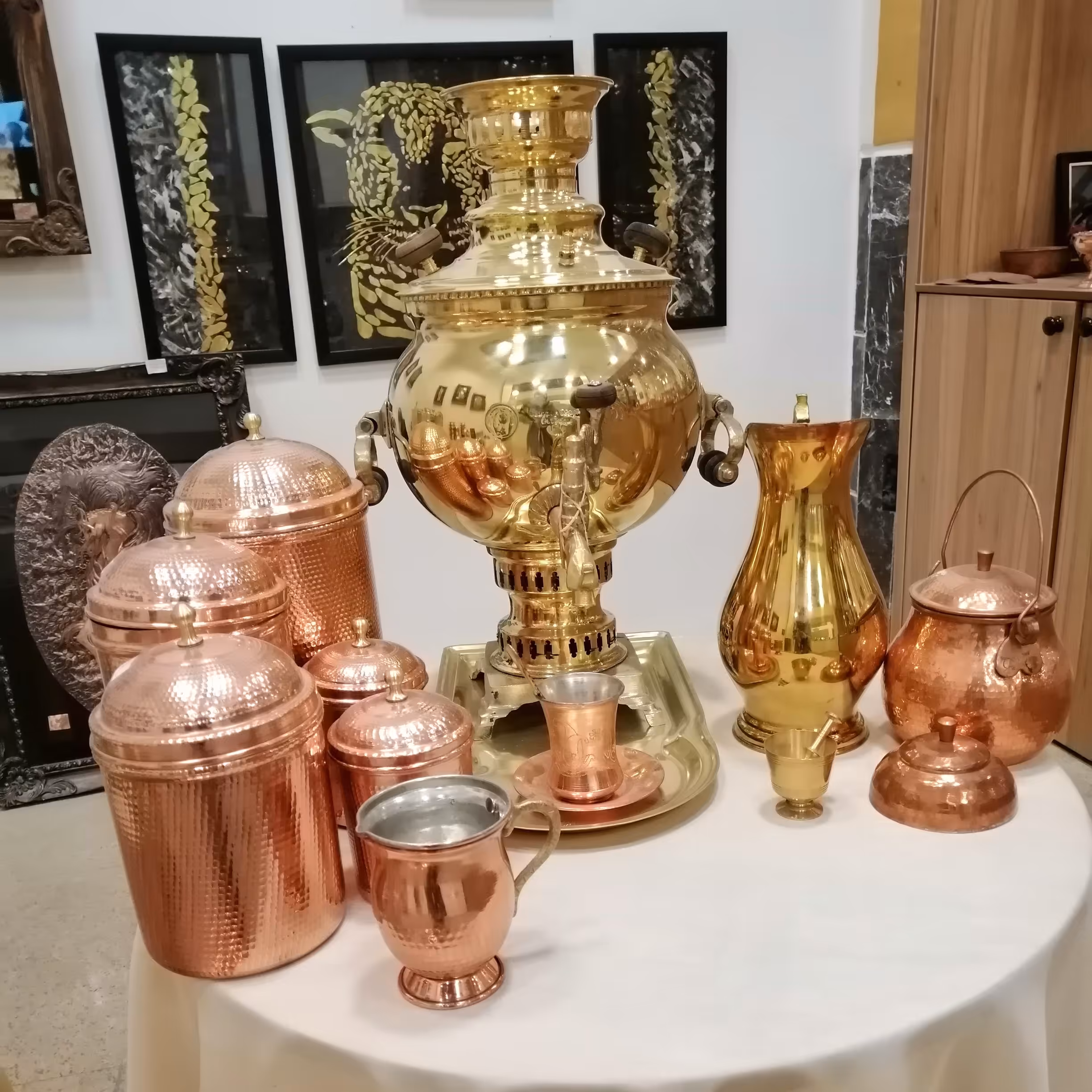 سرویس سماور برنجی شکم دار