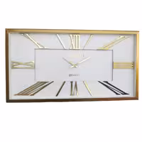 ساعت دیواری موتور آرام گرد فلزی آرتمیس طلایی و نقره ای صفحه سفید کد 2027 