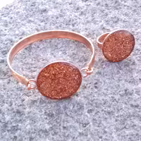 نیم ست تمام مس دستبند و انگشتر طرح دایره