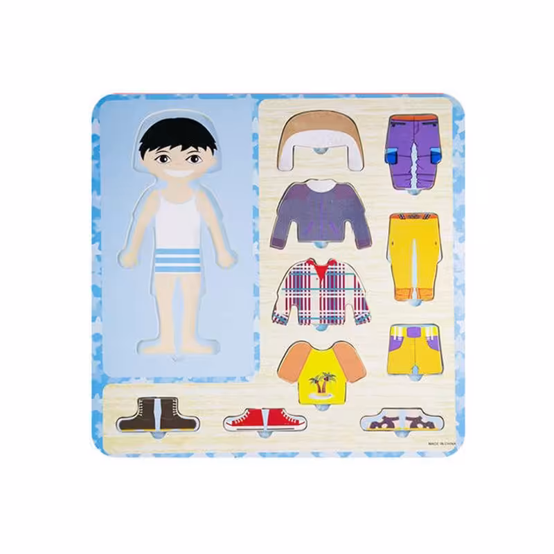 پازل چوبی آموزشی لباس پسرانه مدل 6007