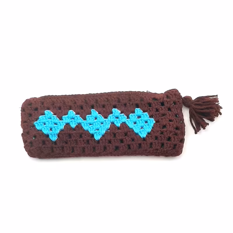 خرید جامدادی بافتنی کاموایی چند رنگ کتابی