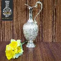 تنگ شربت خوری لب پارچی قلمزنی گل و طاووس  اعلاء سفید طرح نقره 