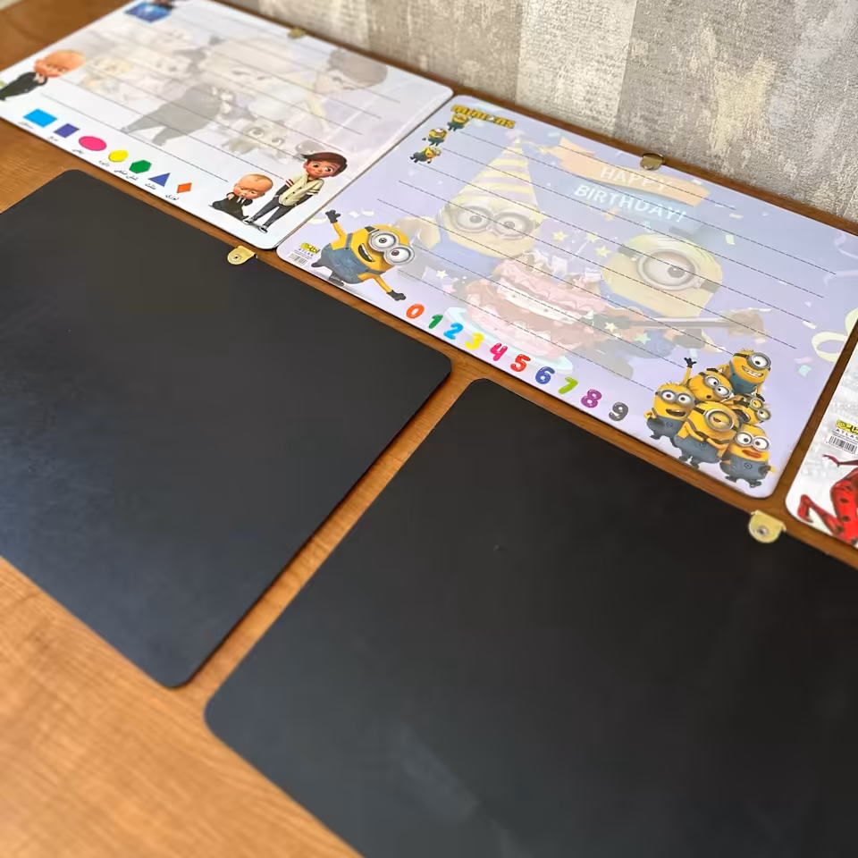 تخته سیاه و وایت برد A3(دو کاره)چوبیMDF طرح کودک - آموزشی