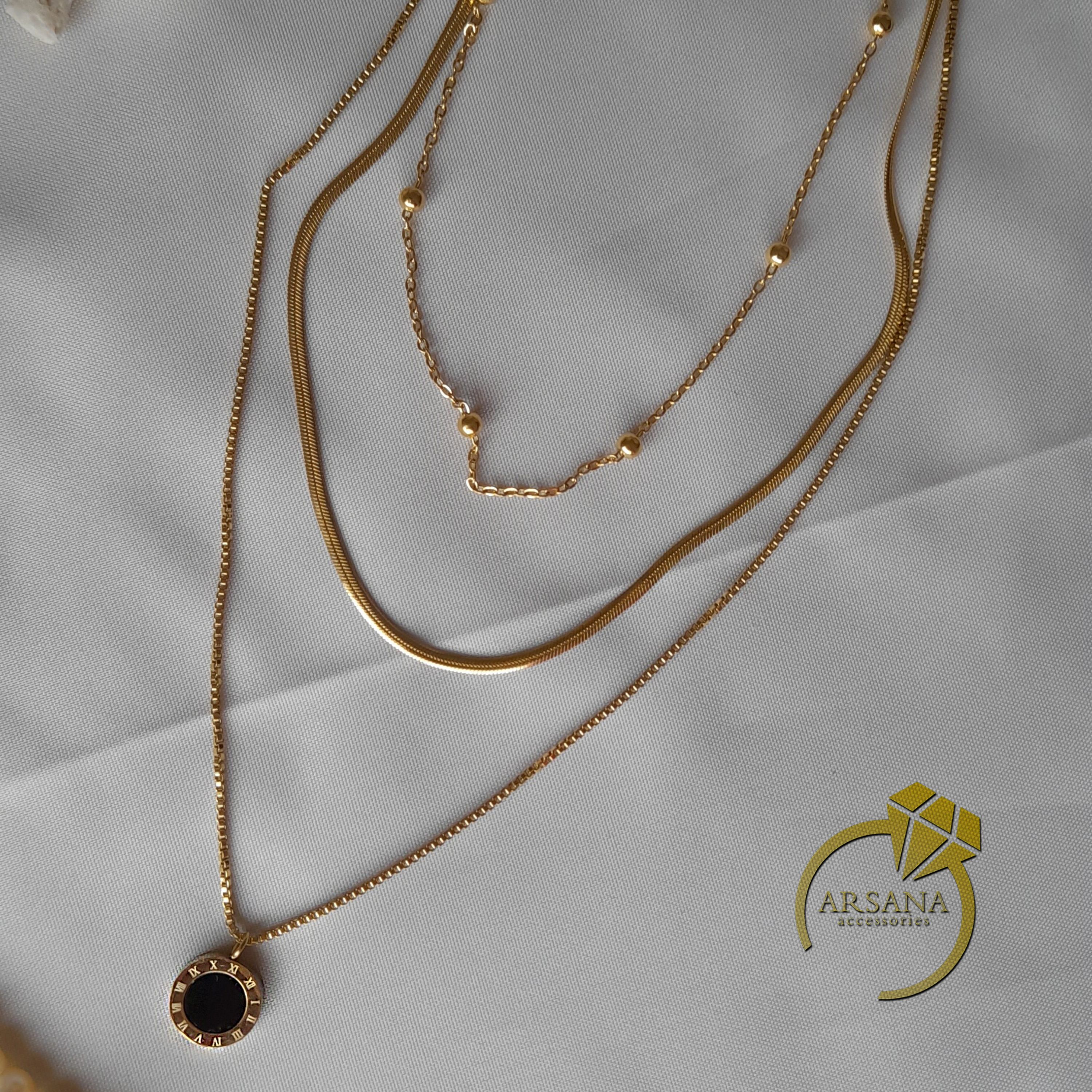 گردنبند زنانه استیل سه لاین ماری طرح بولگاری (رنگ ثابت)
